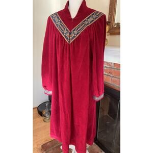 Vanity Fair Shevela Nightgown Xl Kaftan Robe Christmas Wine Red USA